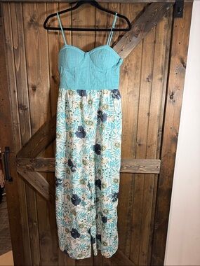 boc Aqua and Floral Maxi Jumpsuit